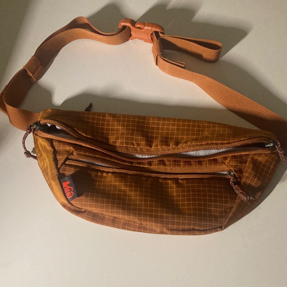 REI Orange Grid Pattern Fanny Pack